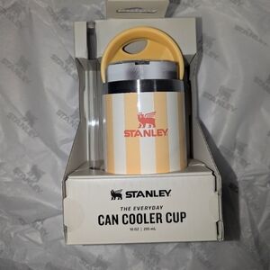 NEW STANLEY cup 10 OZ Everyday Can Cooler Yellow White Stripes🌼 butter cabana
